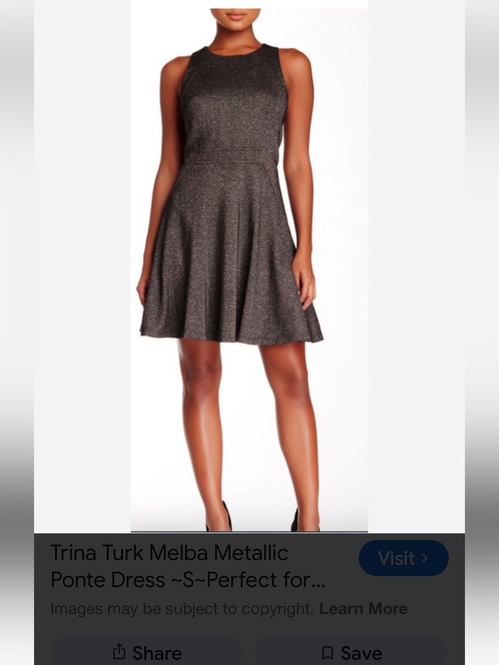 Trina Turk Malba Black Metallic Ponte Dress.    NWT